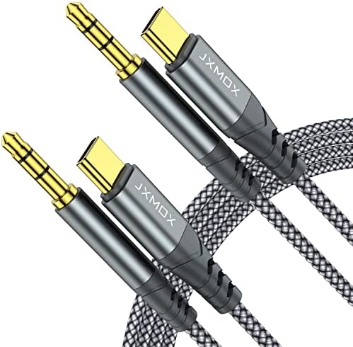 Jxmox 4ft nylon braided USB C to aux cord set