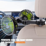 Headrest mounted double electric air circulation fan for kids and pets