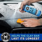 Wontolf car care kit showing the included blue microfiber cleaning towel and spray bottle.