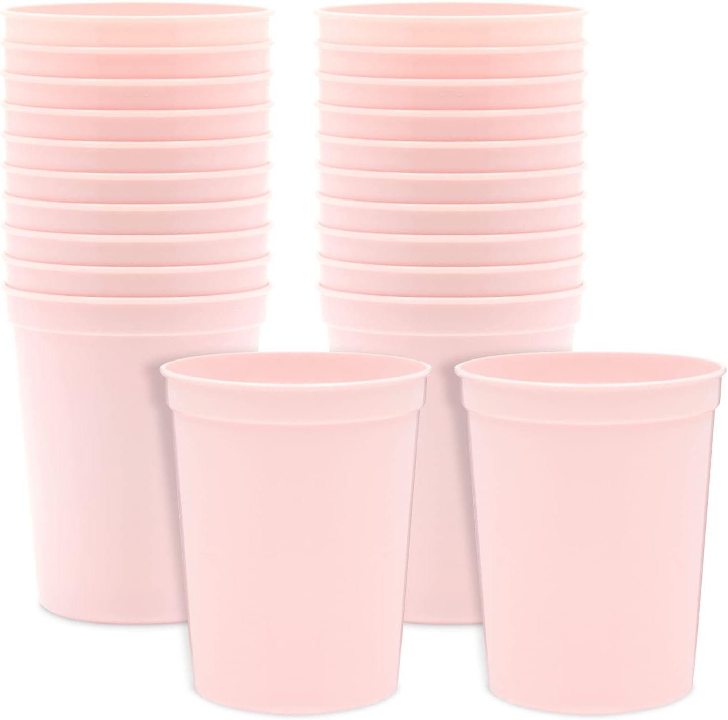 Blue Panda reusable light pink stadium cups 24 pack front view