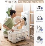 Hypoallergenic reusable fabric softener balls close up view on laundry basket