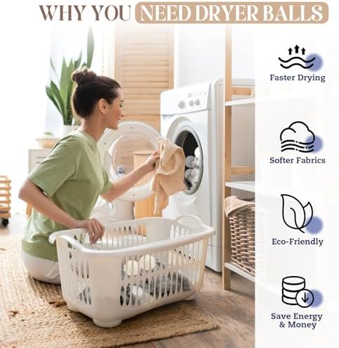 Hypoallergenic reusable fabric softener balls close up view on laundry basket