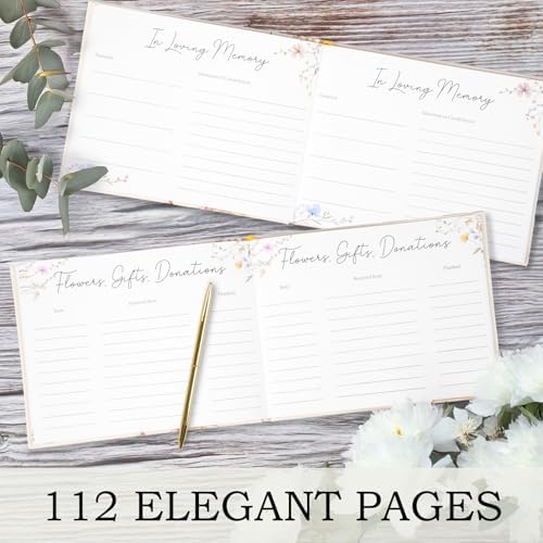 Side view of the hardcover floral funeral keepsake book.