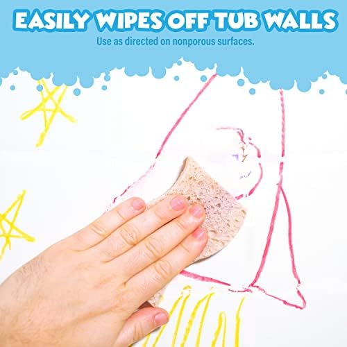 Tub Works jumbo crayons floating safely on top of bath water without dissolving or breaking apart.