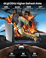 Silkland 8K male to female HDMI cord highlighting the premium aluminum alloy shell structure.