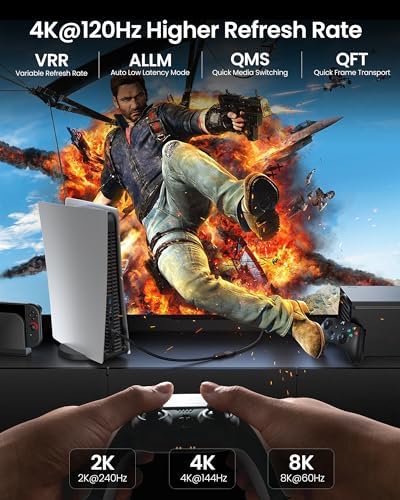 Silkland 8K male to female HDMI cord highlighting the premium aluminum alloy shell structure.