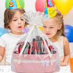 OIAHOMY empty gift hamper basket paired with the included clear gift bag and decorative ribbons