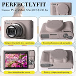 Top view of Canon PowerShot camera with silicone cover and wrist strap