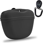 AUDWUD silicone dog treat pouch front view showing dark grey color and belt clip