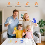 Moteizho hand and footprint keepsake kit packaging contents including brushes and alignment stickers.