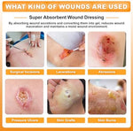 Back of the Carbou wound care dressing package showing usage instructions and product dimensions.