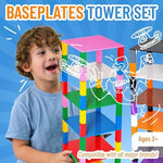 Strictly Briks 6 by 6 inch building plates showing vertical tower construction