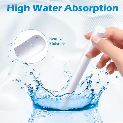 Slim moisture absorbing rods being used to dry narrow silicone items