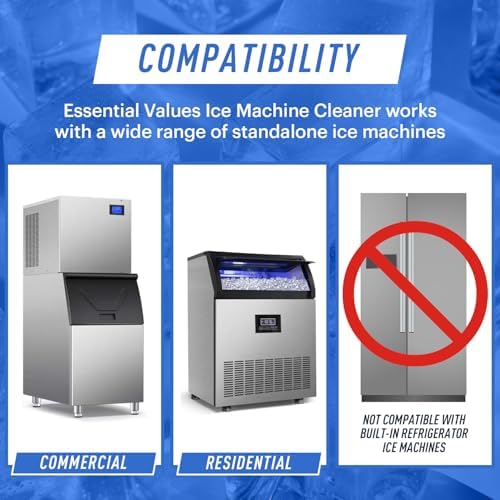 Two pack of sixteen ounce ice machine cleaner bottles for annual maintenance