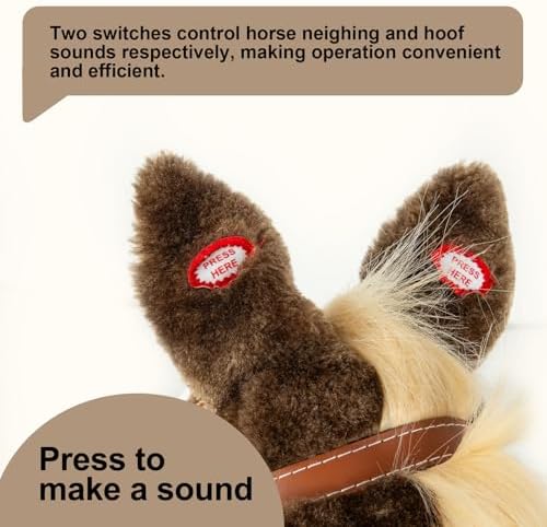 Side profile of Bejoy hobby horse with wooden stick and wheels
