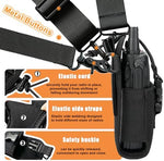 Levowin anti sway strap attached to a duty belt showing stabilized radio holder setup