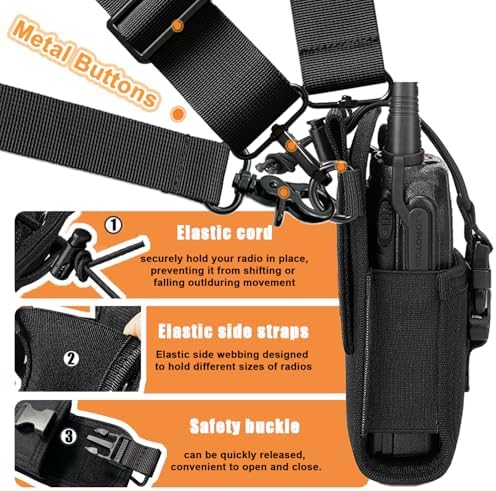 Levowin anti sway strap attached to a duty belt showing stabilized radio holder setup