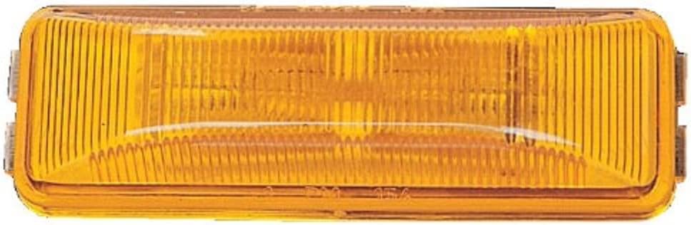 Peterson Manufacturing 154A amber rectangular incandescent clearance marker light front view showing the reflective acrylic lens.