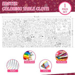 Close-up view of children coloring the large spring themed paper poster with markers.