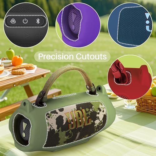 Silicone Cover Compatible with JBL Charge 6 Portable Speaker (Black Cover) - Image 6