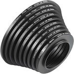 Close up of Andoer camera lens filter stepping ring kit