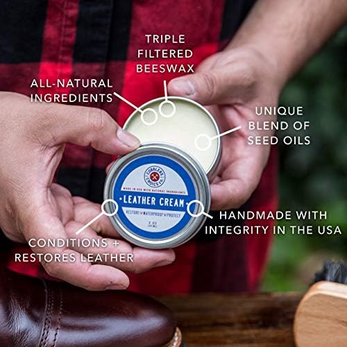 All natural leather cream jar showing back label directions and ingredients list
