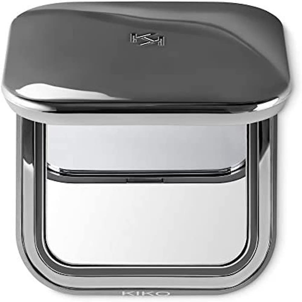 Kiko Milano Double Mirror compact travel size showing regular and magnified views