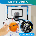 Side profile of Loiley basketball hoop showing foldable design