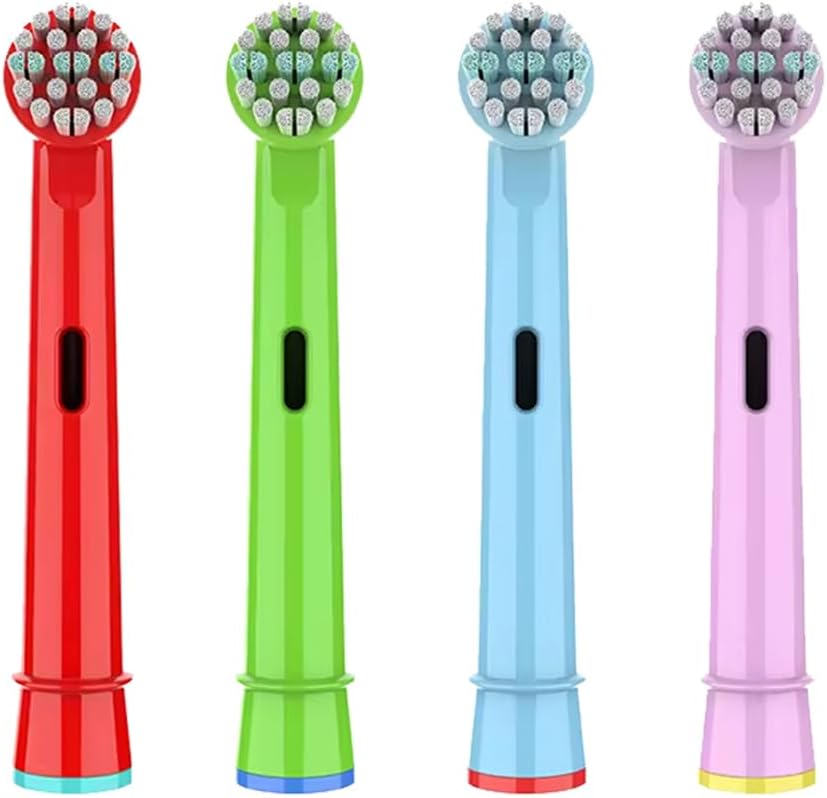 TOIN Kids Toothbrush Heads 4 pack front view compatible with Oral B electric toothbrushes