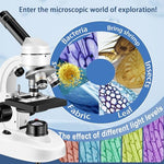 Woehrsh high magnification microscope packed inside its durable black travel carrying case with accessories.