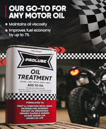 Back of Prolube Oil Treatment container with usage instructions
