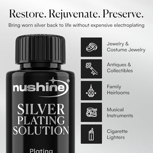Authentic Nushine silver plating solution for jewelry and antique silverware.