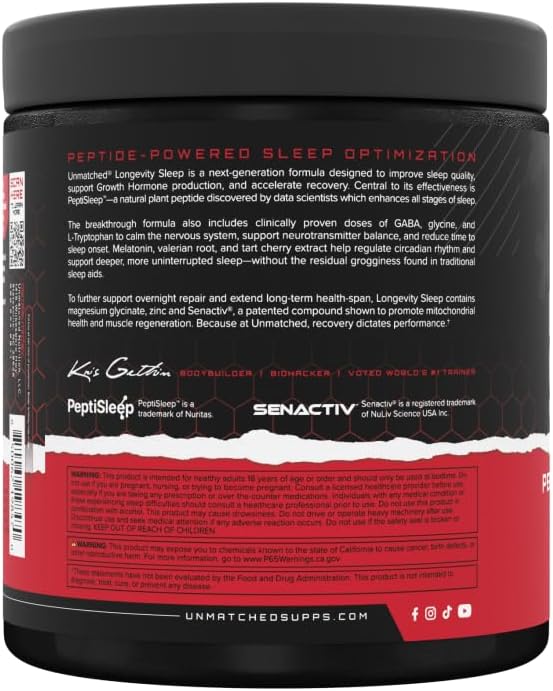 Unmatched Longevity Sleep | PeptiSleep Sleep & Recovery Formula with Melatonin, Magnesium & Senactiv | Advanced Nighttime Support | 20 Servings (Lemon Drop) - Image 7