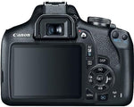 Canon EF-S 18-55mm standard zoom lens with 58mm UV filter and microfiber cleaning cloth accessories