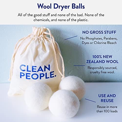 The Clean People laundry accessories showing organic wool texture for anti static use