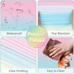 BHEYA gradient rainbow party decorations backdrop view showcasing the transition from soft pink to light blue tones.