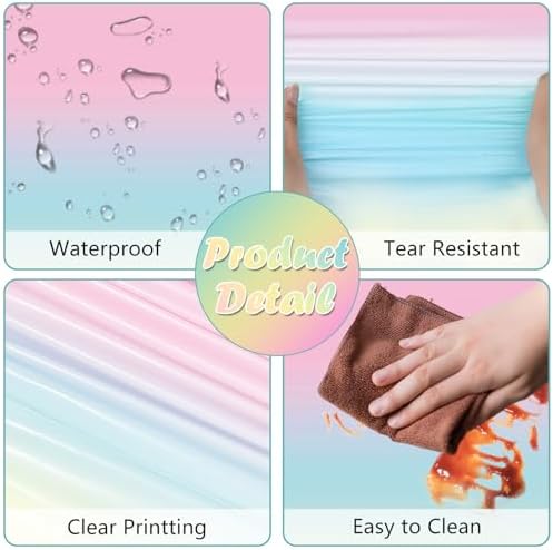 BHEYA gradient rainbow party decorations backdrop view showcasing the transition from soft pink to light blue tones.