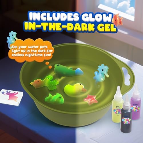 Close up of 10 magic gel bottles included in Coodoo craft kit