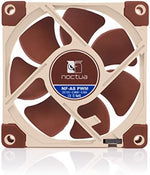 Noctua 80mm PC chassis fan displaying the reference-class SSO2 bearing hub and rear engineering label details.