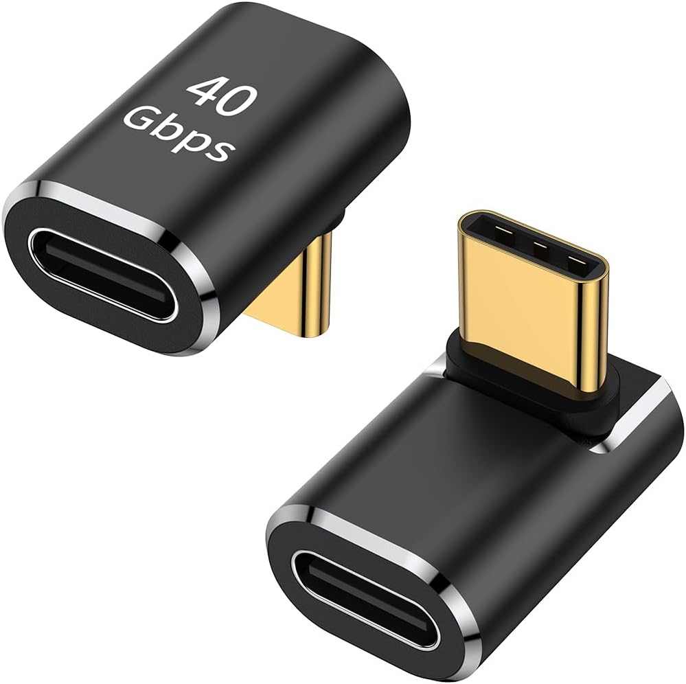 AuviPal USB Type C ninety degree right angle adapter front view showing premium aluminum alloy shell design