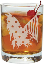 Carson Home Eagle Rocks Glass front view showing sand-etched American eagle design