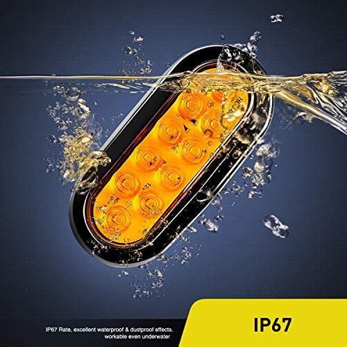Nilight IP67 waterproof amber truck lamps showcasing the durable polycarbonate lens and sealed backing construction.
