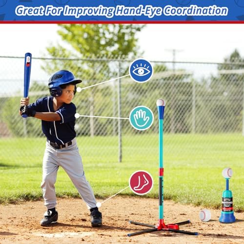 Child playing with Handwell hanging batting tee outdoor sports equipment