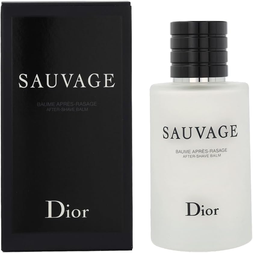 Dior Sauvage After Shave Balm 100 ml front view packaging showing luxury glass bottle