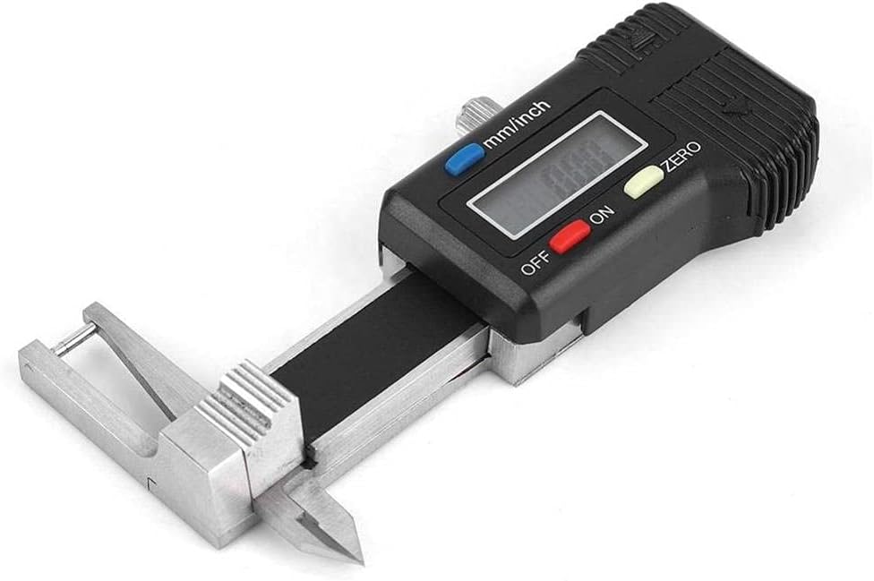 Stainless steel digital caliper showing measurement buttons
