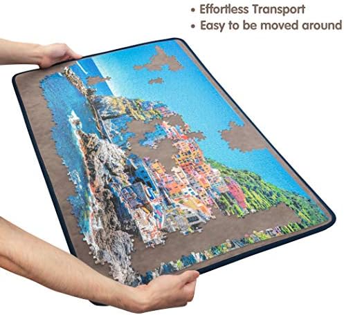 Close up view of the premium flannelette fabric texture on the Tektalk jigsaw board holding pieces securely