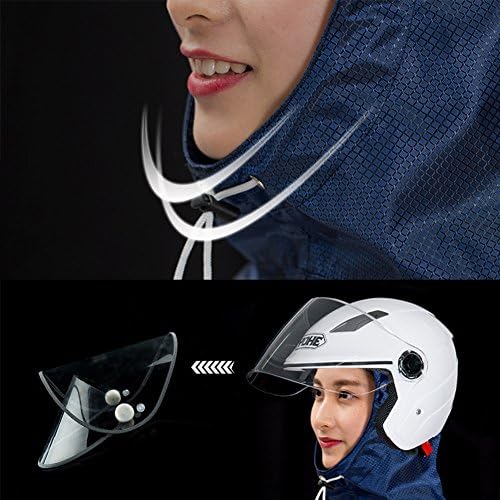 Oversize mobility scooter rain poncho displaying reflective safety strips for night riding.