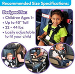 Toddler sitting in airplane seat using Cares harness