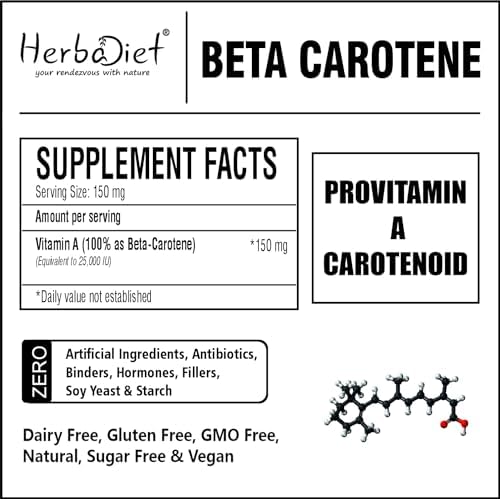 Unflavored natural beta carotene powder container showcasing the authentic wellness formulation details.