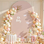 Premium beige nude photography background setup for bridal shower celebrations.